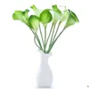 Flores decorativas coronas elegantes realistas toque real artificial pu calla lirio ramos de flores nupcial verde entrega entrega hogar jardín otjec