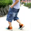 ABOORUN Mens Plus Size Loose Baggy Denim Shorts Fashion Streetwear Hip Hop Skateboard Cargo Jeans Short for Male R1402 240306