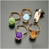 Pierścień Solitaire Naturalny kryształowy kamień Regulowany złote ręcznie robione ręcznie robane pierścionki dla kobiet imprezowy