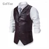 Gilets pour hommes Vintage en cuir gilet hommes 2024 revers sans manches décontracté gilet d'affaires costume XXL