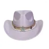 Bérets Chapeau de Cowboy de Mode pour Festival de Musique Adulte Unisexe fête Cowgirl Large Bord Casquettes de Voyage Costume Ethnique Chapeaux