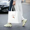 Shopping Bags Christmas Reindeer Canvas Bag Foldable Reusable Women Shoulder Casual Travel Handbag