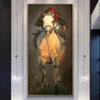 Jockey Running Horse Affischer and Prints Canvas Art Abstrakt Målning Modern Heminredning Väggkonst Bilder för vardagsrum Animal250Q