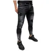 Jeans masculinos apertados denim mens skinny stretch calças angustiadas rasgadas freyed slim fit calças pantalon homme