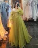 Robes de soirée magnifique sarcelle vert une ligne Tulle soirée de bal pour mariage hors de l'épaule robes Arabie Saoudite Robes De Festa