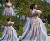 2023 laço branco vestidos de casamento sereia africana com trem destacável modesto pescoço alto saia inchada Sima Brew Country Garden Royal 5681494