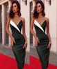 Simple Knee Length Short Prom Dresses with V Neck Sexy Sheath Evening Dress Satin Celebrity Cocktail Gowns Robe De Soiree5372963