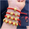 Bracelets de charme à la main tressé style chinois chaîne rouge dragon perlé protection santé bonheur bonheur bijoux d'anniversaire goutte livraison Dhnpw