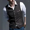 Herrenwesten Männer Anzugweste Hochzeit Mode Plaid Print Business Jacke Casual Slim Fit SlimGroomsmen