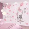 Wall Stickers Cartoon Girl Moon Swing DIY Tree Leaves Mural Decals For Kids Rooms Children Baby Bedroom Kitchen Home Decoration286r