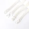 Belts 1PC Elegant Women Pearl Waist Belt Elastic Buckle Chain Female Girls Dress Crystal Strap Luxury