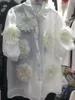 Женские блузки Real Pos 2024, летние рубашки с короткими рукавами и 3D цветами в сетку и женские сексуальные прозрачные белые черные топы