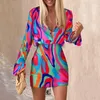 Robes de travail Printemps Automne Ensembles de robes pour femmes Chemises imprimées à boutons sexy et jupes courtes taille haute Casual Dames élégantes Costumes deux pièces