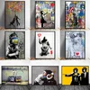 Lustige Gemälde Street Art Banksy Graffiti Wandkunst Leinwand Malerei Poster und Druck Cuadros Wandbilder für Heimdekoration Nr. Fram284U