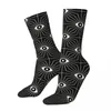Chaussettes pour hommes rétro yeux électriques motif d'oeil noir et blanc unisexe Harajuku imprimé Crazy Crew chaussette cadeau