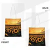 Shopping Bags Sunflowers Landscape Reusable Grocery Folding Totes Washable Lightweight Sturdy Polyester Gift