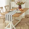 Linen Cotton Stitching Table Runner Dinning Decoration Twocolor Woven Tassel Natural Material Wedding Decor Runners 240307