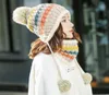 Women Pompom Hat And Scarf Set Girls Plus Velvet Warm Beanie Cap Female Allmatch Winter Casual Thick Knitted Hats 2 Pieces Set4979388