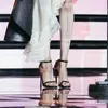 Scarpe eleganti Sandali stile estivo con tacco alto Donna Stiletto nero Piattaforma impermeabile sexy Era sottile Tutto-fiammifero da donna