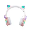 漫画バブルレインボー減圧ワイヤレスBluetooth Cat Ear RGBヘッドセット付き子供向けヘッドフォンサポートTFカード