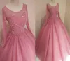 ヴィンテージダスティローズロングスリーブQuinceanera PROMドレスボールガウンVestido de Noiva Beads Sepeinss Tulle Long Sweet 16ドレスVestido2916728