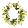 Couronne de fleurs décoratives artificielles, marguerites de printemps, pour mur de porte d'entrée, décorations de maison pour fête de mariage, décors de feuilles vertes