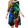 Casual Dresses Butterfly Dress Colorful Animal Beach Summer Sexy Square Collar Stylish Graphic Large Size