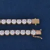 Custom Real 10k 14k 18k Solid Gold Chain 3mm 4mm 5mm 6.5mm Moissanite Lab Natural Diamond Tennis Link Bracelet Necklaces