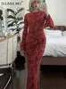 Robes décontractées robe maxi pour femmes Summer Slim Beach Holiday Party Vestido Ladies Elegant Mariffon Floral Print Flare Sleeve