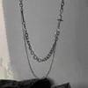 Épissage minimaliste avec collier de clavicule en métal incrusté de briques pour hommes et femmes hip-hop cool et tendance chaîne cubaine double couche