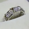 Victoria Wieck Brand Jewelry 10kt White Gold Filled Topaz Simulated Diamond Wedding Princess Band Silver Rings for Women Storlek 5 6284E