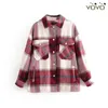 Yoyo 유럽 및 미국 스타일의 대외 무역 여성 의류 New 2023 세련된 캐주얼 격자 무늬 셔츠 소프트 모직 재킷 210513