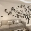 3D Acrylic Tree Po Frame Wall Stickers Crystal Mirror Stickers Paste On TV Background DIY Family Decor1218c