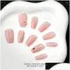 Faux Ongles Ziiibeyond Cherry Blossom Dream Nail Art À La Main Portant Fée Rose Brillant Diamant Court Échelle Fille Zb34 Drop Livraison Ots3W