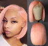 13x6 Lace Front Wig Preplucked Short Human Hair Wigs Brazilian Remy Pink Bob Wigs For Black Women1104349