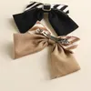 Grampos de cabelo Moda Preto e Branco Listrado Tecido Bowknot Clipe para Acessórios Femininos