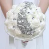 Bröllopsblommor Buketter Crystal Satin Holding Artificial Ribbon Bridal Bridesmaid Diamond Bouquet Flores de Boda W445308C