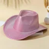 Boinas mulheres roxo cowboy chapéu ocidental fedora chapéus senhoras moda listrado cowgirls rosa festa jazz casamento fedoras