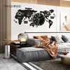 120 cm Punch-Diy Black Acrylic World Map stor väggklocka Moderna designklistermärken Silent Watch Home Living Room Kitchen Decor 2316a