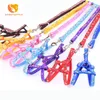 12pcs Lot Small Dog Pet Puppy Cat Adjustable Nylon Harness with Lead leash Multi-colors Patch Printed Collar Halter Harness Leas 2304a