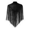 Herrtankstoppar Men Club Cape Long Tassel Sleeveless Shining fransad hålig krage scenutställning kostym klubbkläder synlig inverterad triangelform