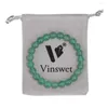 Strand Vinswet браслет из бисера из натурального камня с бархатной сумкой 8 мм Lava Jad розовая зебра, лабрадорит, опал, бусины, браслеты для женщин и мужчин, подарок