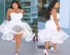 White Mermaid Prom Dresses Tea Length Sweetheart Ruffles Plus Size Evening Dress Back Zipper Organza African Women Bridal Guest Dr8303482