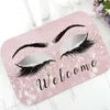 Trendy Rose Gold Glitter Eyelash Lashes Welcome Door Mat Sparkly Makeup Rubber Doormat Rug Carpet Chic Home Beauty Studio Decor Y2238D