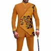 2023 Elegant African Style Mens Luxury Suit Plaid Rand Single Breasted and Pants 2 Piece Casual Business for Men 240307