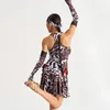 Stage Wear 2024 Leopard Print Rose Tuta sexy Gonna divisa Chacha Rumba Tango Dress Costumi latini per le donne DN17395