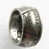 Venda de anel de moeda banhado a prata Morgan Silver Dollar 'Heads' feito à mão em tamanhos 8-16 de alta qualidade229S