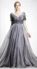 Vintage modna matka z panny młodej zamek liniowy v szyi aplikacje szyfonowe sukienki evejdos