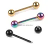 Tongue Rings 10 st/Lot Tongue Piercing 316L Surgical Steel Industrial Barbell Lip Stud Bar Tragus Brosk Earring Body Jewelry Dro DH6GX