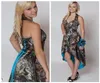 Camo High Low Bridesmaid Dresses Halter A Line Wedding Party Dress Lace Up Back Maid Honor Gown5576330
